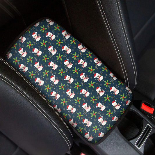 Santa Snowman Pattern Print Car Center Console Cover