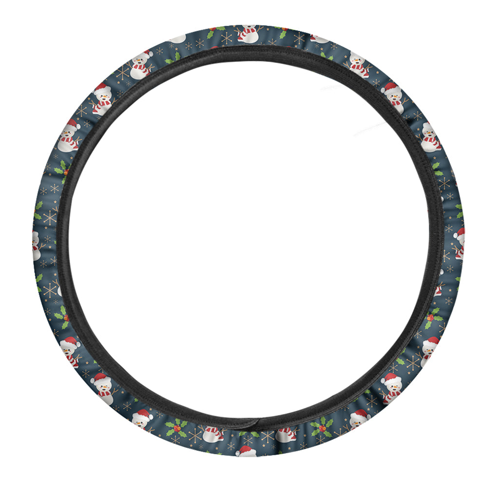 Santa Snowman Pattern Print Car Steering Wheel Cover