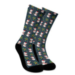 Santa Snowman Pattern Print Crew Socks