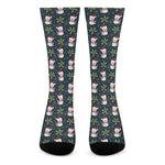 Santa Snowman Pattern Print Crew Socks