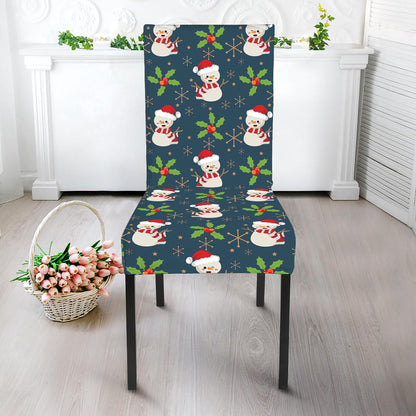 Santa Snowman Pattern Print Dining Chair Slipcover