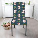 Santa Snowman Pattern Print Dining Chair Slipcover