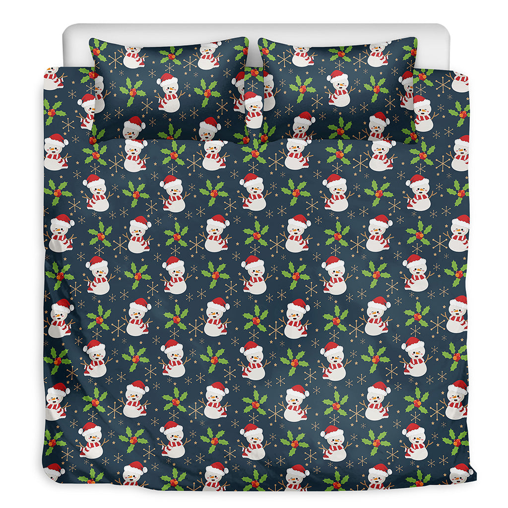 Santa Snowman Pattern Print Duvet Cover Bedding Set