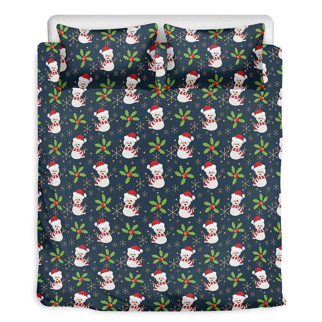 Santa Snowman Pattern Print Duvet Cover Bedding Set