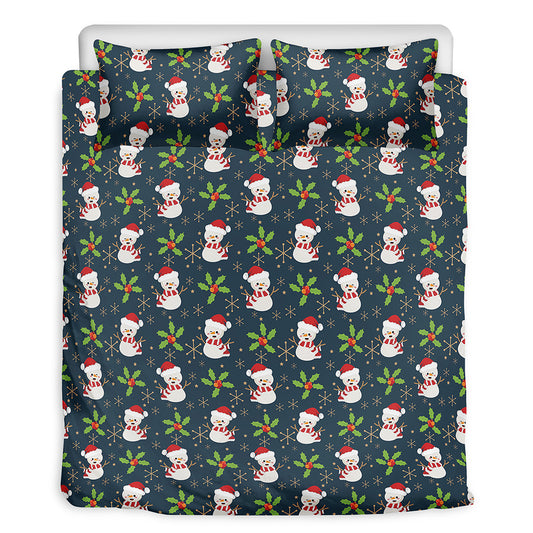 Santa Snowman Pattern Print Duvet Cover Bedding Set