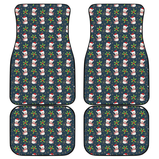 Santa Snowman Pattern Print Front and Back Car Floor Mats