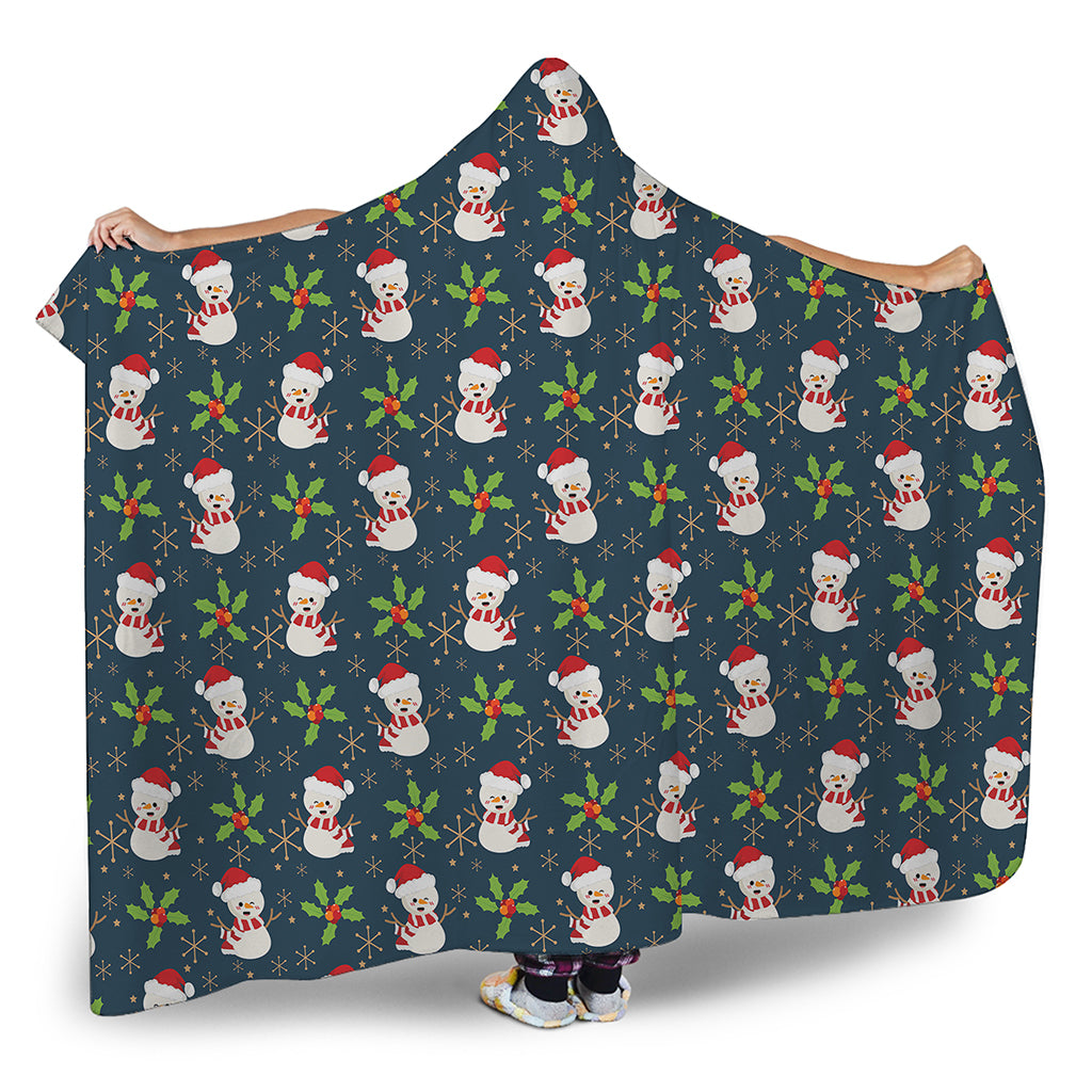 Santa Snowman Pattern Print Hooded Blanket