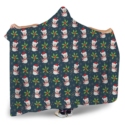 Santa Snowman Pattern Print Hooded Blanket