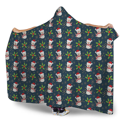 Santa Snowman Pattern Print Hooded Blanket