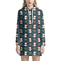 Santa Snowman Pattern Print Pullover Hoodie Dress