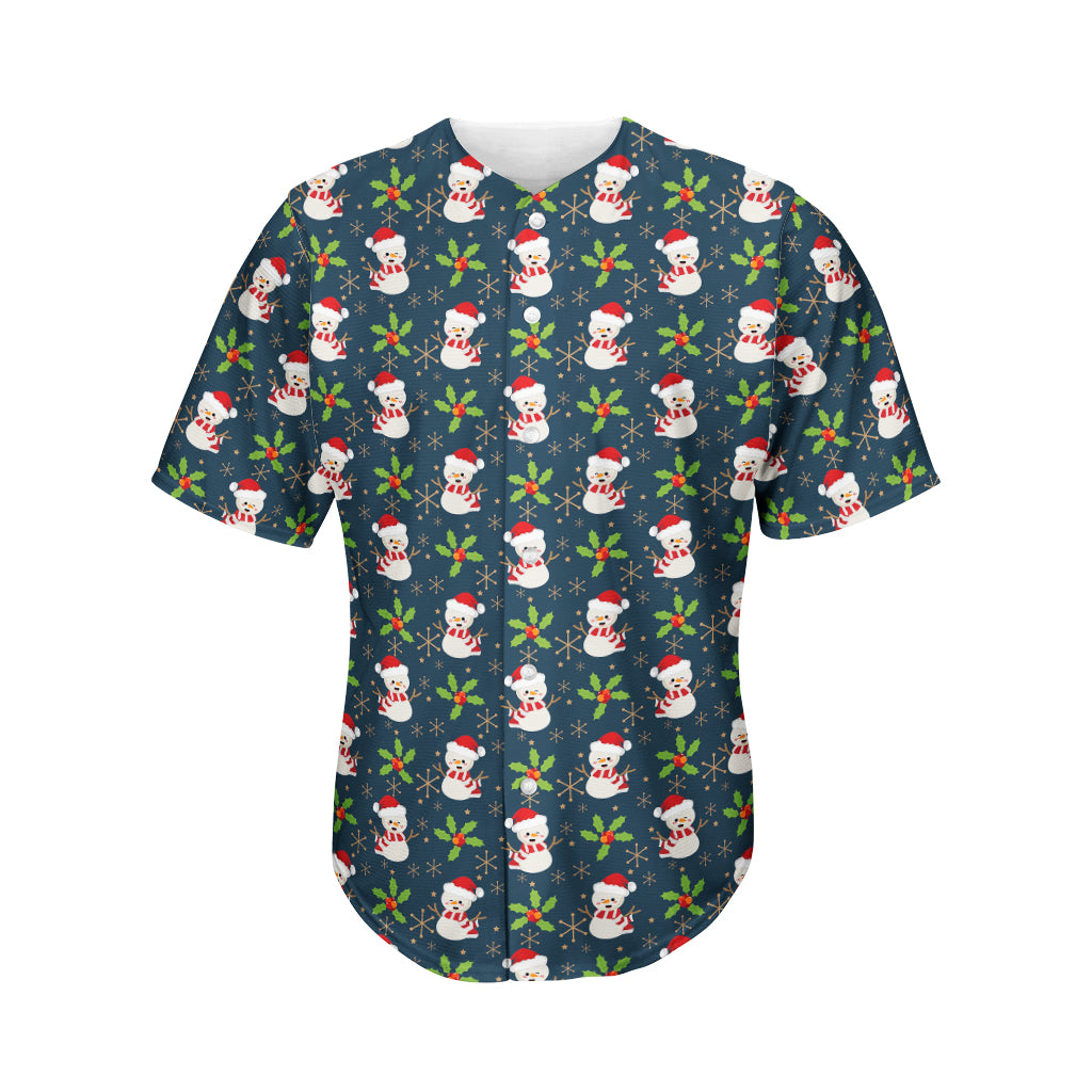 Santa Snowman Pattern Print Men's Baseball Jersey