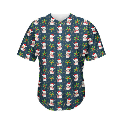 Santa Snowman Pattern Print Men's Baseball Jersey