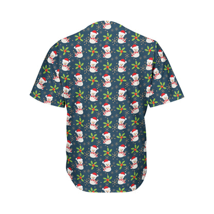 Santa Snowman Pattern Print Men's Baseball Jersey