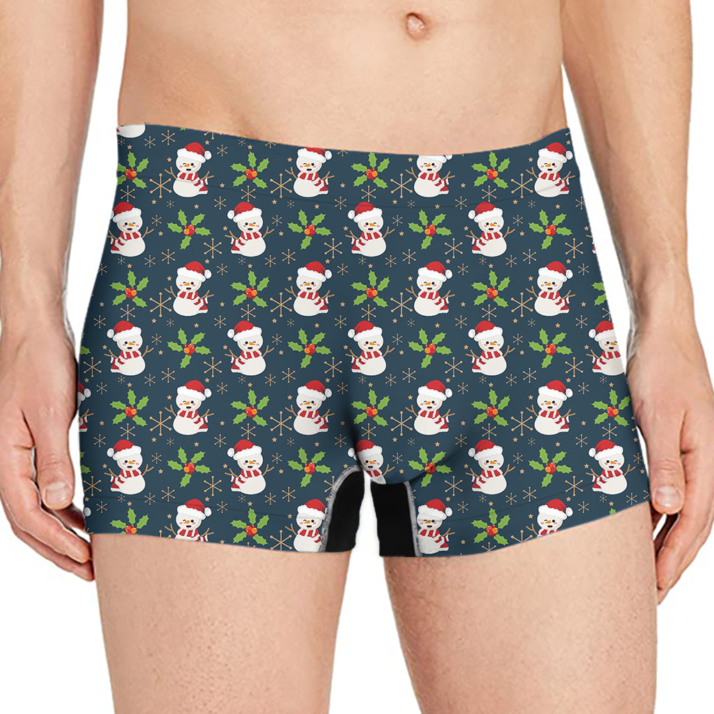 Santa Snowman Pattern Print Men's Boxer Briefs