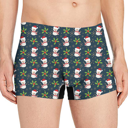 Santa Snowman Pattern Print Men's Boxer Briefs