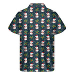 Santa Snowman Pattern Print Men's Short Sleeve Shirt