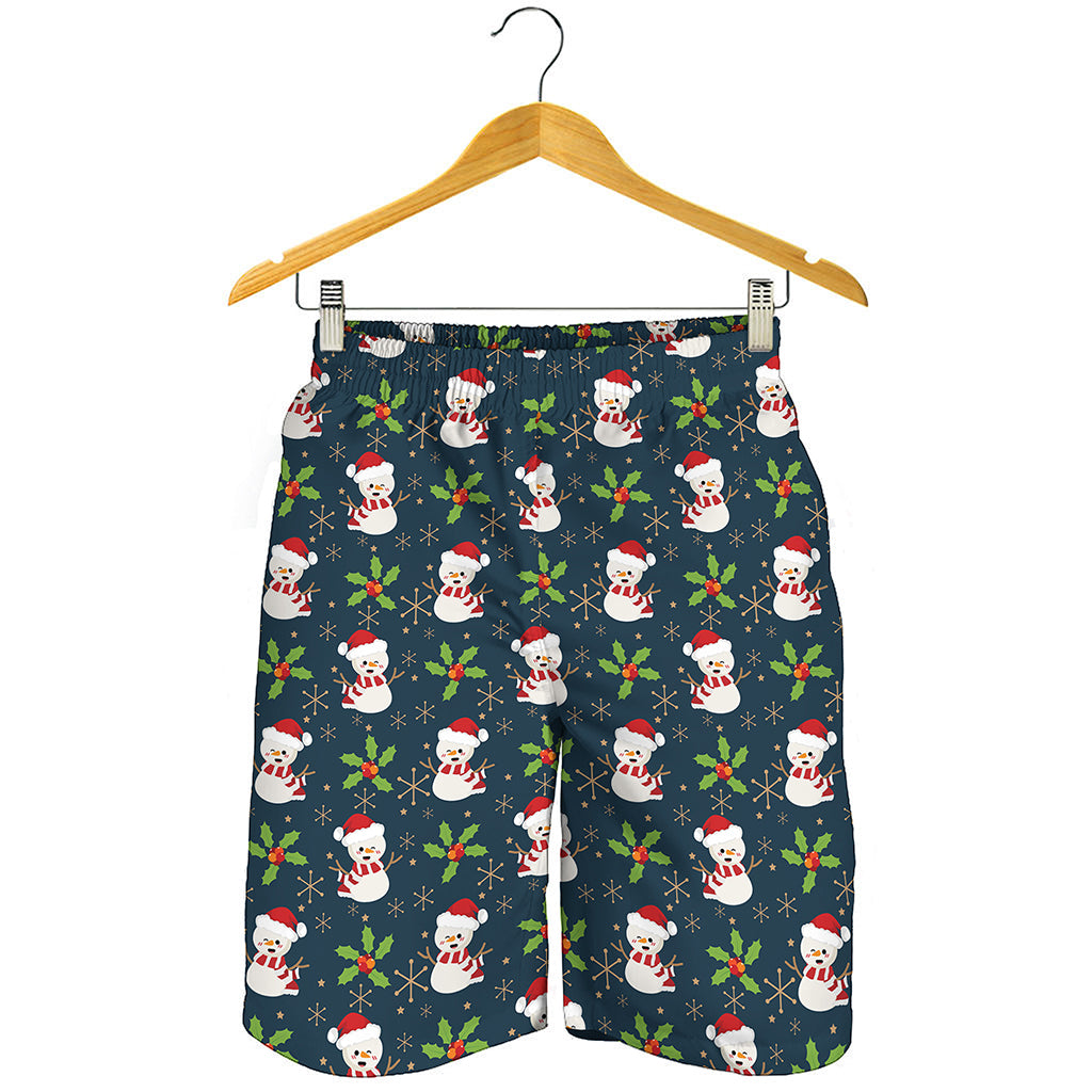 Santa Snowman Pattern Print Men's Shorts