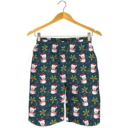 Santa Snowman Pattern Print Men's Shorts