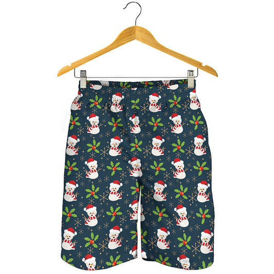 Santa Snowman Pattern Print Men's Shorts