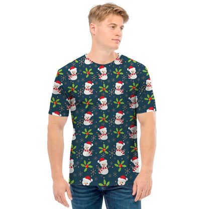 Santa Snowman Pattern Print Men's T-Shirt