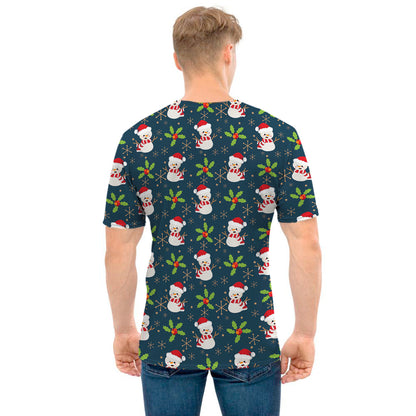 Santa Snowman Pattern Print Men's T-Shirt