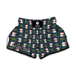 Santa Snowman Pattern Print Muay Thai Boxing Shorts