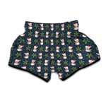 Santa Snowman Pattern Print Muay Thai Boxing Shorts