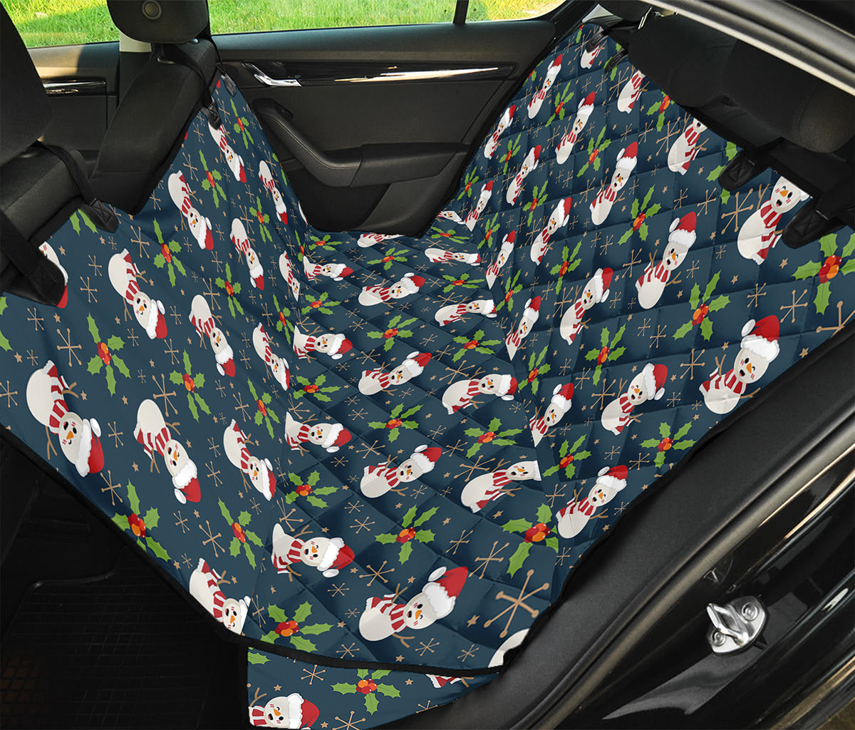Santa Snowman Pattern Print Pet Car Back Seat Cover