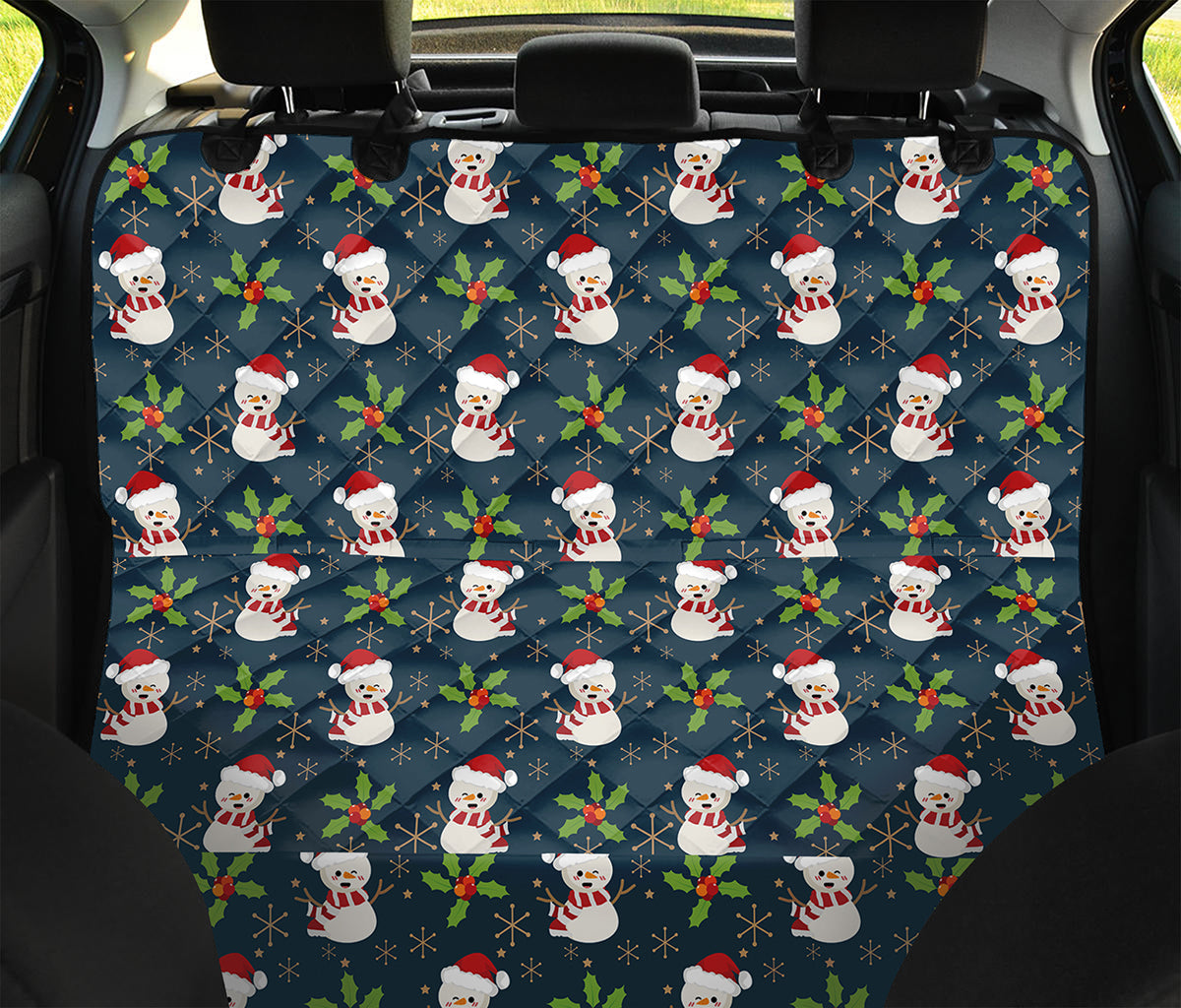 Santa Snowman Pattern Print Pet Car Back Seat Cover