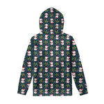 Santa Snowman Pattern Print Pullover Hoodie