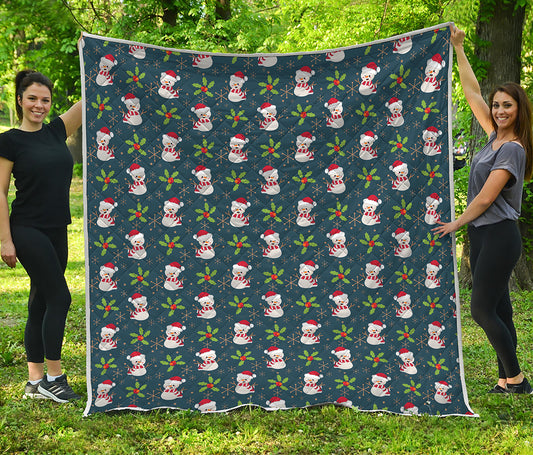 Santa Snowman Pattern Print Quilt
