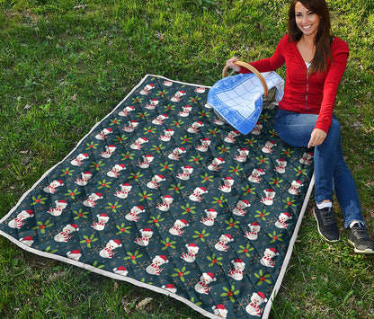 Santa Snowman Pattern Print Quilt