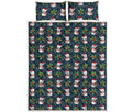 Santa Snowman Pattern Print Quilt Bed Set