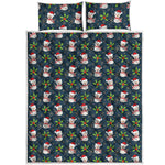 Santa Snowman Pattern Print Quilt Bed Set