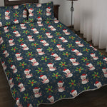 Santa Snowman Pattern Print Quilt Bed Set