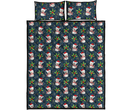Santa Snowman Pattern Print Quilt Bed Set