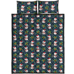 Santa Snowman Pattern Print Quilt Bed Set