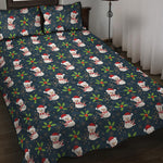 Santa Snowman Pattern Print Quilt Bed Set