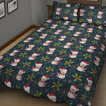 Santa Snowman Pattern Print Quilt Bed Set