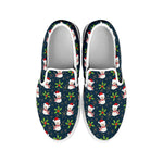 Santa Snowman Pattern Print White Slip On Shoes