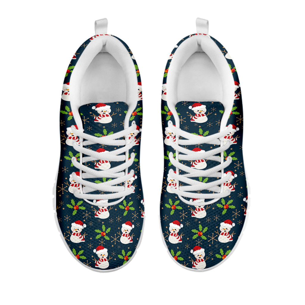 Santa Snowman Pattern Print White Sneakers