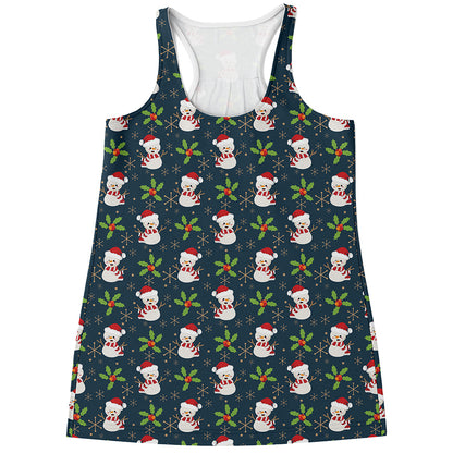 Santa Snowman Pattern Print Women's Racerback Tank Top