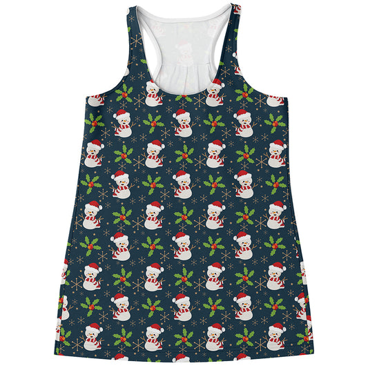 Santa Snowman Pattern Print Women's Racerback Tank Top