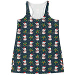 Santa Snowman Pattern Print Women's Racerback Tank Top