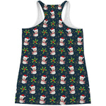 Santa Snowman Pattern Print Women's Racerback Tank Top