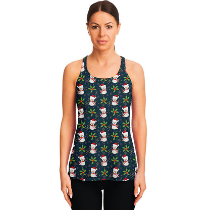 Santa Snowman Pattern Print Women's Racerback Tank Top