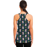 Santa Snowman Pattern Print Women's Racerback Tank Top