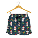 Santa Snowman Pattern Print Women's Shorts