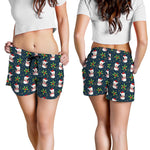 Santa Snowman Pattern Print Women's Shorts