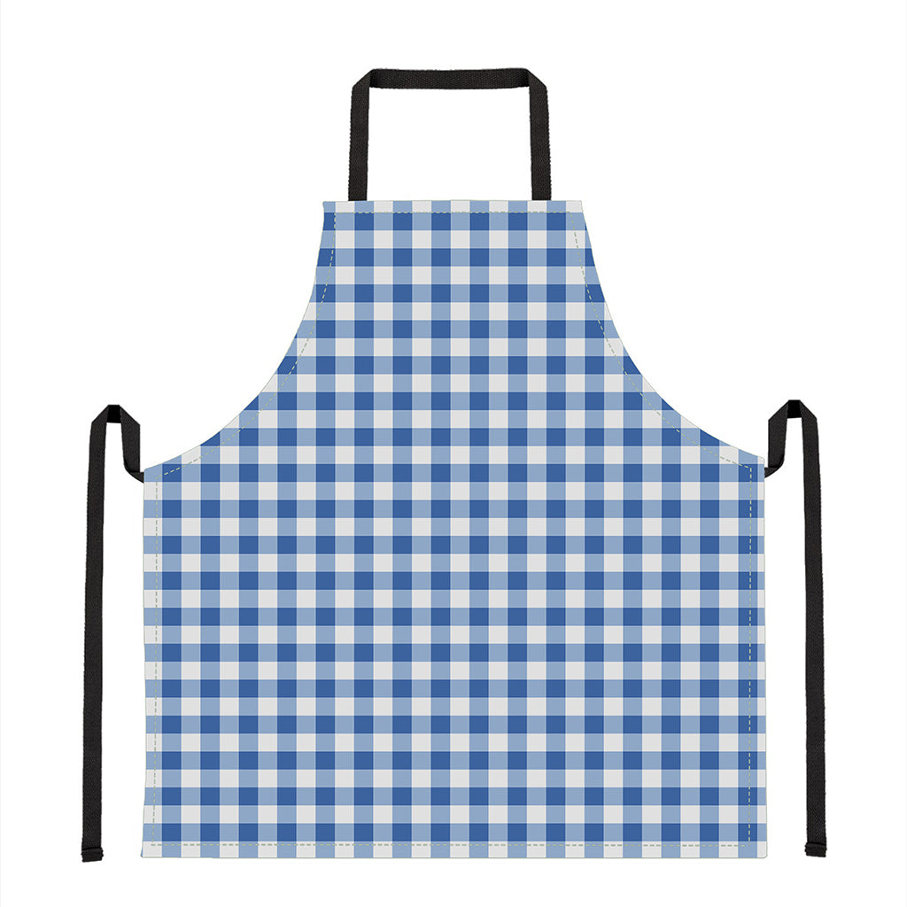 Sapphire Blue Check Pattern Print Apron